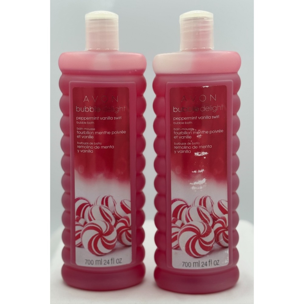 (2) AVON bubble delight peppermint vanilla swirl bubble bath - NEW - 24 FL Oz